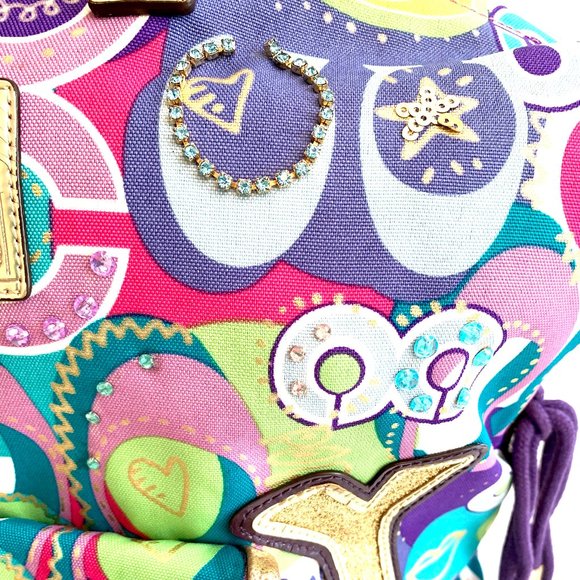 Limited Edition Coach Poppy Pop C Large Spotlight Sequins gems glitter metallic - Picture 3 of 16